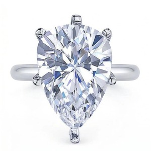 Bague de fiançailles de luxe plaquée rhodium avec diamant naturel taillé en poire de 2,50 carats, certifié IGI, pour mariage et fête - Product Image 1