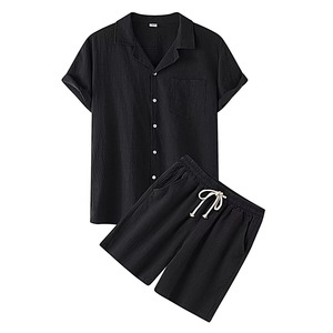 Ensemble de vêtements de détente pour homme en coton doux, t-shirt et short, vêtements décontractés confortables, design personnalisable OEM, commandes en gros - Product Image 1