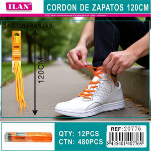 Ilan Shoelace 120cm Orange Color For Sneakers - Product Image 3