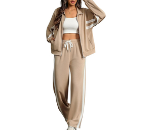 Women's Full Sleeve Zipper Tracksuit Set Solid Color Casual <b>Jogger</b> Pants With Side Pockets Regular <b>Fit</b> Sportswear - Product Image 4