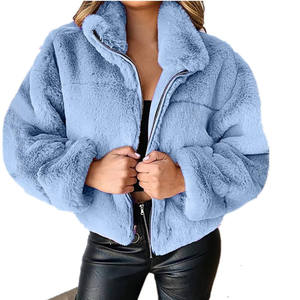 Women's Autumn Winter Wool Coat Tops Fashion <b>Large</b> Size Plus Zipper Button Cardigan Fleece Top Plain Dyed Breathable <b>Plush</b> Warm - Product Image 3