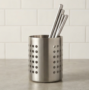 Kitchen Chopstick Holder Tableware Storage <b>Organizer</b> Silver Plated Round Steel <b>Utensils</b> Holder Metallic Cutlery Holder - Product Image 1