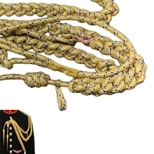 Aiguillette tressée dorée, Aiguillette métallique dorée, Aiguillette dorée et bleue en Mylar, Fil torsadé doré et bleu - Product Image 4