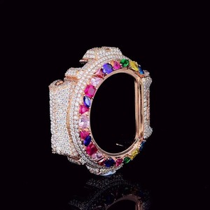 Boîtier de montre en métal serti de pierres pour style 6900, avec lunette personnalisée en moissanite VVS1, compatible avec les montres intelligentes, passe le testeur de diamants - Product Image 2