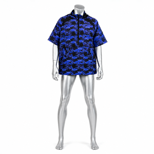 Veste de course à capuche à manches courtes camouflage bleue pour femmes / Veste de sport à capuche style printemps avec logo personnalisé - Product Image 4