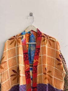 Robe kimono en soie indienne pour femme, courte, pour l'été, tenue décontractée - Product Image 2