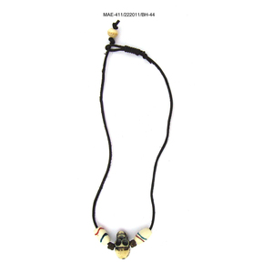 Collier en résine style punk avec perles et crâne, bijoux de mode unisexe, cordon noir avec perles blanches et pendentif tête de mort, prix de gros - Product Image 2