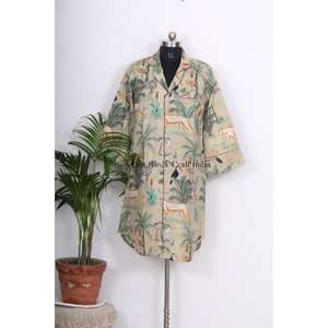 Camisón Kimono Bohemio de Algodón para Mujer, Estilo Indio, Largo Medio, con Cinturón y Botones Decorativos, Ajuste Holgado y Dulce - Product Image 3