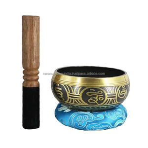 Bol chantant artisanal à thème bouddhiste en laiton plaqué de qualité supérieure pour la guérison par la méditation du yoga comprend un coussin maillet meilleur marché - Product Image 4