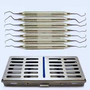 Juego de 7 Curetas Periodontales Gracey de Acero Inoxidable con Estuche, Instrumentos Quirúrgicos Dentales de Narham Enterprises - Product Image 1