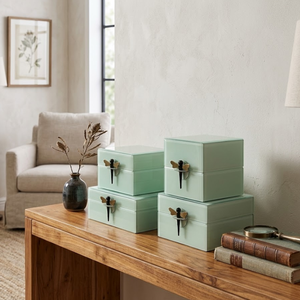 Elegant Decorative <b>Glass</b> Box Set with Modern Artistic Design Stylish Storage Solution for Bedroom Living Room and Office Decor - Product Image 6