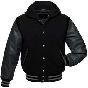 Blouson universitaire unisexe personnalisé en usine, veste de baseball vierge en gros, 100 % polyester respirant, col en V sur le devant - Product Image 3