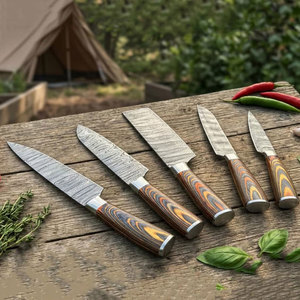 Artisan Made Damascus Steel Kitchen Knife Set Kitchen <b>Tools</b> With Natural Pattern And Long Lasting Durability - Product Image 2