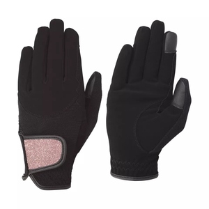Custom <b>Black</b> Genuine <b>Leather</b> Equestrian <b>Gloves</b> Ladies Girls Men <b>Women</b> Horse Riding <b>Gloves</b> Professional Wholesale Riding - Product Image 1