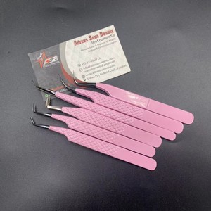 Pinzas para Pestañas Color Rosa Bebé y Negro, Pinzas de Acero Inoxidable para Aislamiento de Pestañas, Pinzas Personalizadas de 90 Grados para Extensión de Pestañas - Product Image 5