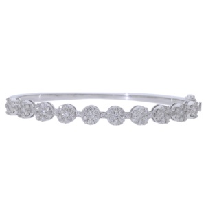 2.57 Carat Natural Oval Cut Diamond Cluster <b>Bangle</b> <b>Bracelet</b> Yellow Rhodium Plated 14K Gold Women's Dazzling Display Sparkling - Product Image 1