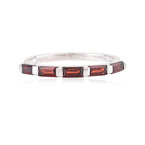 14K Gold Baguette Cut <b>Garnet</b> Half Eternity Wedding Band <b>Ring</b> - Product Image 2