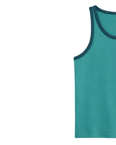 Custom Blue Contrast Trim <b>Men</b> Tank Top Sleeveless Cotton Vest Solid Color Casual Summer Gym Workout Fitness <b>Singlet</b> Breathable - Product Image 3
