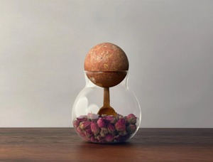 Designer Glass <b>Storage</b> Jar With Marble Lid And Wooden Spoon Elegant <b>Kitchen</b> Decor And Dry <b>Storage</b> <b>Container</b> From India - Product Image 5