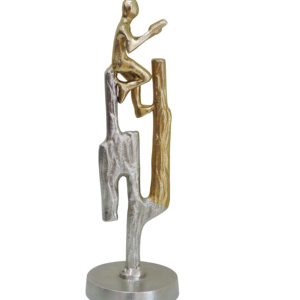 รูปปั้นอะลูมิเนียมนามธรรมสมัยใหม่ สีทองและสีเงิน รูปปั้นนักอ่านสองสี ของตกแต่งบ้านและสำนักงานสไตล์ร่วมสมัย ของขวัญสำหรับวางบนโต๊ะ - Product Image 1