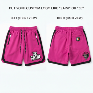 Shorts de basketball personnalisés pour hommes en polaire polyester 140g pour shorts athlétiques haut de gamme avec logo brodé en chenille Monstres de dessin animé - Product Image 1
