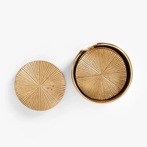 Gold Aluminium Coaster <b>Set</b> of <b>4</b> with Holder Sunburst Metal Coasters <b>for</b> Tea & Coffee - Product Image 4