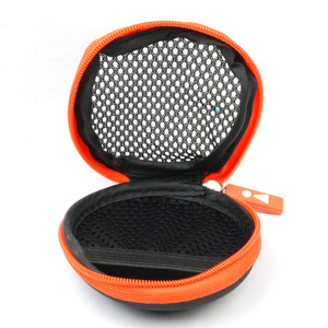 Étui portable à fermeture éclair pour écouteurs noir avec bordure violette, sac de rangement pour casque, étui en EVA - Product Image 5