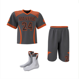 Custom Sublimated Lacrosse Uniform Yellow and Navy Blue Team Jersey with Matching Shorts and Athletic <b>Socks</b> - Product Image 3