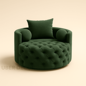 Orania Fauteuil d'Appoint Pivotant à 360 Degrés Canapé à Baril Simple avec Base Ronde Tuftée et 3 Coussins pour le Salon - Product Image 6