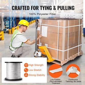 Nastro per traino in poliestere piatto da 1/2 pollice x 1053 piedi, con capacità di trazione di 1250 libbre, nastro stampato per il traino di cavi e imballaggi - Product Image 3