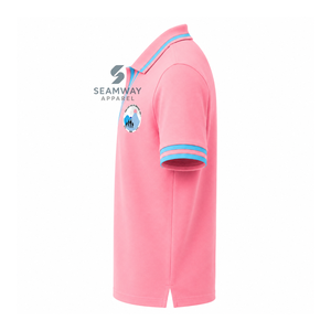 เสื้อโปโลผู้หญิง Jack And Jill Of America สีชมพู-น้ำเงินลายทาง คอวี ผ้าปิเก้ แขนสั้น ปักลายตราสัญลักษณ์ คอปก แบรนด์ Greek Life - Product Image 3