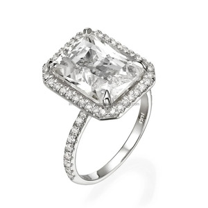 IGI/ Lab Grown Emerald Cut Vintage 14k jaune mariage/bague de fiançailles unisexe or blanc fin VVS1 clarté Halo réglage - Product Image 4