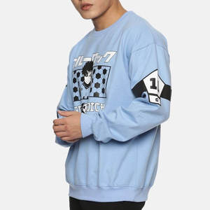 เสื้อสเวตเตอร์คอกลมพิมพ์ลายอนิเมะสีน้ำเงิน เสื้อผ้าผู้ชายทรงโอเวอร์ไซส์ ผ้าฝ้ายลำลอง ใส่ได้ในฤดูใบไม้ร่วง - Product Image 2