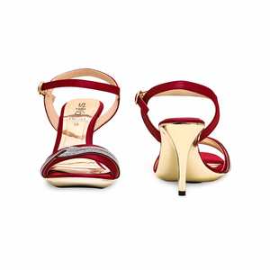 Fancy Maroon Bridal <b>Heeled</b> <b>Sandal</b> FN6061 - Product Image 2