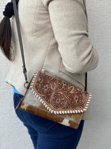 Haute qualité en cuir repoussé à la main sac à bandoulière portefeuille en peau de vache portefeuille en cuir fait à la main femmes téléphone porte-carte Boho sac à main - Product Image 2