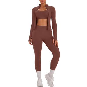 Servicio OEM, Conjunto de Yoga de 3 Piezas con Logotipo Personalizado, Conjunto de Yoga Premium de Talla Grande para Mujer, Conjunto de Yoga de Secado Rápido - Product Image 1