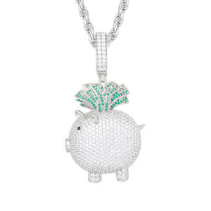 <b>Silver</b> Plated Pineapple Pendant With Rhinestones Men's Hiphop Themed Jewelry Gift - Product Image 3
