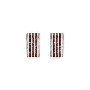 Nouveautés : Boucles d'oreilles demi-cercle en argent sterling 925 massif, 100% authentiques, avec pierres précieuses grenat et diamants, pour femmes - Product Image 3