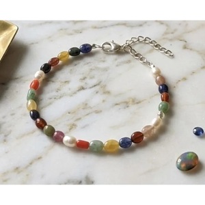 Wholesale Handcrafted Natural <b>Ruby</b> Beaded <b>Bracelet</b> Rhodium Plated Healing Crystal Navratan <b>Bracelet</b> From India for Gifts - Product Image 1