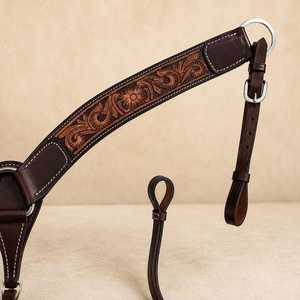 Collier de poitrail pour cheval en cuir véritable de qualité supérieure, fait main avec des motifs floraux, ajustement personnalisé, usage équestre - Product Image 4