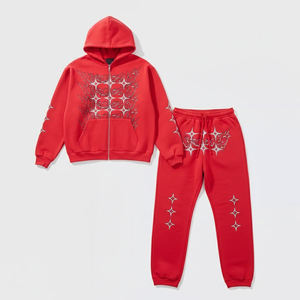 Chándal personalizado con serigrafía de primera calidad, 100% algodón polar, estilo moderno con capucha y cremallera, unisex. - Product Image 3