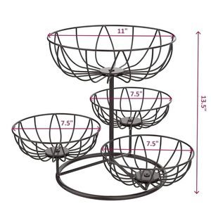 Metal Fruit <b>Basket</b> for Kitchen Counter | Large Capacity Wire Fruit & <b>Vegetable</b> Storage <b>Stand</b> | Detachable Countertop Organizer - Product Image 2