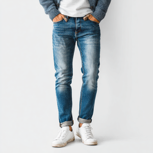 DENIM Wholesale 100% Cotton <b>Flared</b> <b>Jeans</b> Custom Patchwork Loose Hip Hop Denim Pants Washed <b>Jeans</b> for <b>Men</b> - Product Image 4