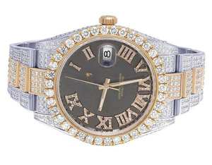 BOJ R.O.L.E.X.024 Montre Homme de Luxe à Quartz Analogique en Acier, Chiffres Romains, Moissanite Intégrale, 41MM, Résistance à l'Eau 3BAR, Style Hip Hop - Product Image 4