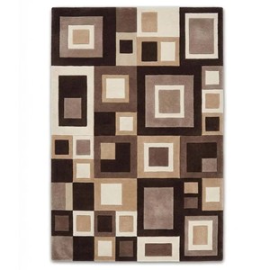 Abstract Squares Area Rug Modern Hand Tufted Neutral Wool Carpet Brown Beige Geometric Floor Rug Living Room Bedroom Home Decor - Product Image 2