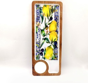 Plateau de service en bois de style vintage avec motif imprimé en émail, personnalisé pour les restaurants, plateau de petit-déjeuner, articles pour la maison - Product Image 5