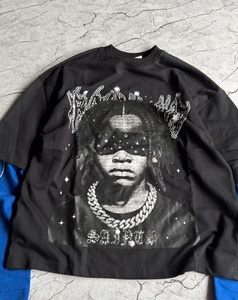T-shirt à manches longues double couche pour homme, imprimé DTG, style streetwear, fabriqué sur mesure - Product Image 3