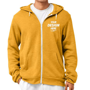 Nouveau Mockup de Sweat à Capuche Zippé pour Homme en Polaire, Couleur Jaune Moutarde Unie, Style Décontracté, pour Marques de Vêtements - Product Image 1