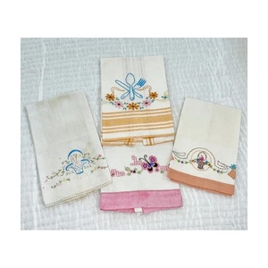 Attrayant Floral brodé 100% coton biologique écologique salle à manger GOTS certifié nettoyage utiliser torchons en microfibre - Product Image 6