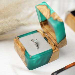 Boîte à bijoux en bois et résine, boîte à bagues, boîte à artisanat, boîte intérieure en résine époxy, fabrication sur mesure, meilleures ventes - Product Image 3